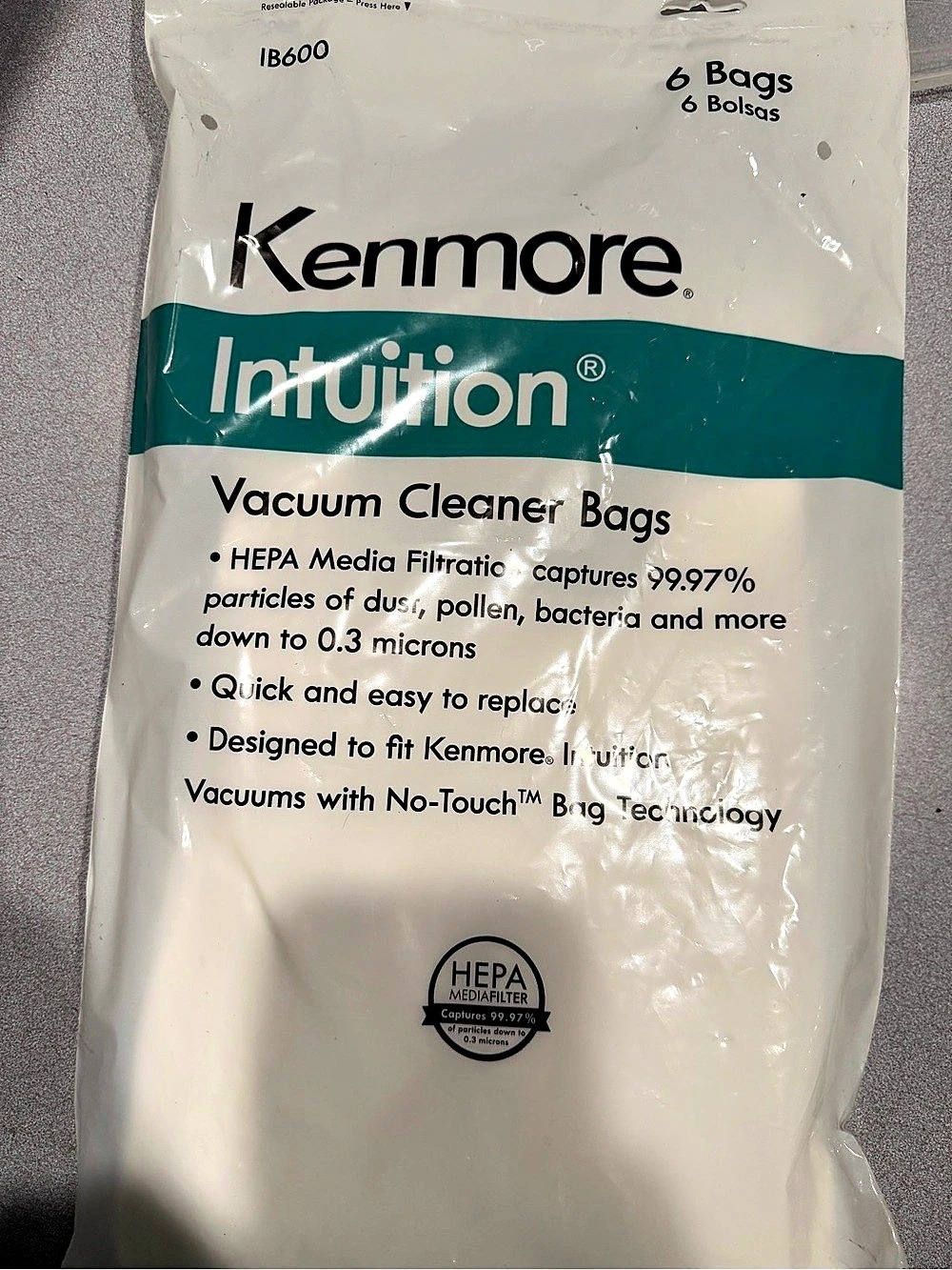 2 Individual Kenmore Intuition Vacuum Cleaner Bags HEPA White